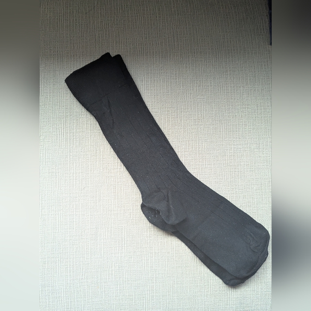 Pair of Black Ribbed Knee-High Socks